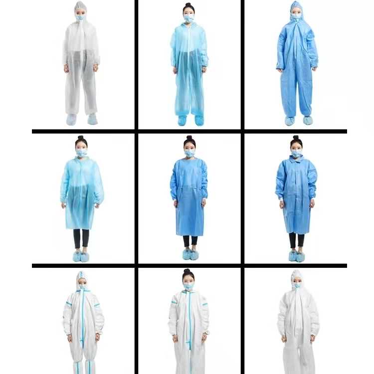 Type 5/6 PPE Anti-Static Workwear Disposable /Industry Waterproof/Lab/Safety/Work/ Dmicroporous/SMS/PP Hooded Nonwoven Medical Coverall Cat3 CE En 14126 1149