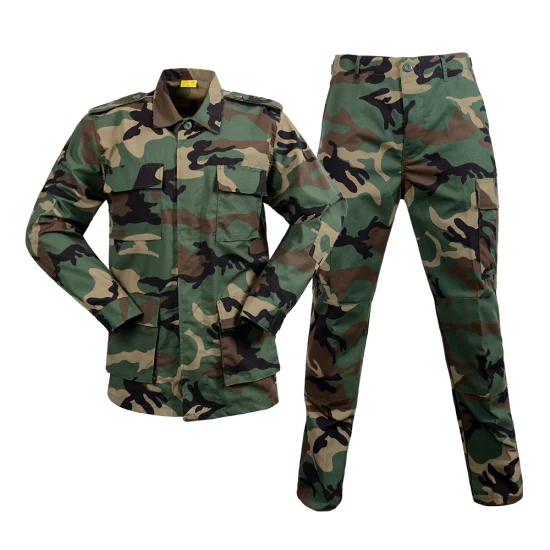 Uniforme táctico de combate para hombre, estilo policía militar, 65% poliéster y 35% algodón, camuflaje forestal, estilo militar Bdu