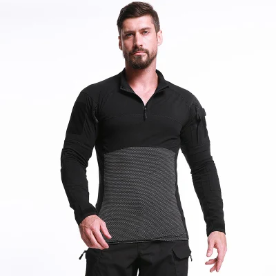 Traje negro para deportes al aire libre, ropa interior térmica táctica de entrenamiento para hombres