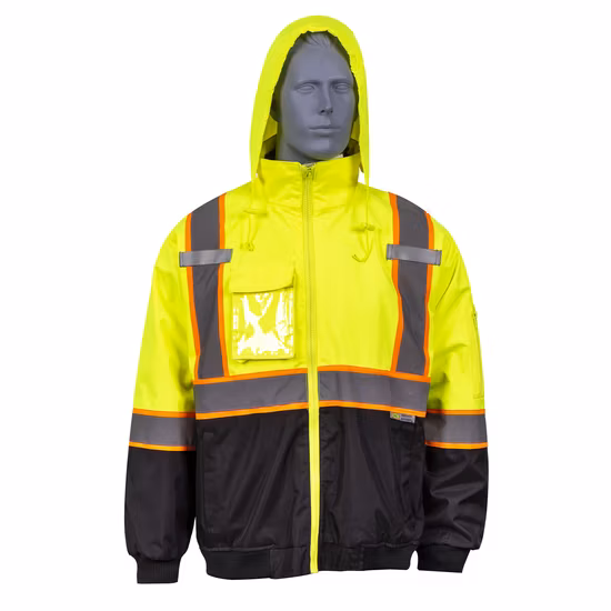 Seguridad Reflectante Mangas extraíbles Sudadera con capucha Forro polar Acolchado Poliéster Repelente al agua y transpirable Ropa de trabajo Tc Hi Vis Jacket Chaqueta Reflec